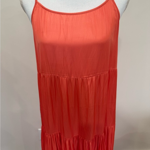 Joie Vibrant Coral-Orange Sleeveless Tiered Dress Size M - Picture 4 of 8
